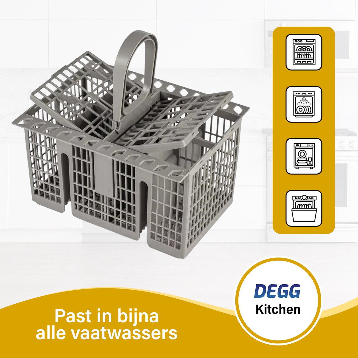 DEGG® - Universele Bestekmand voor Vaatwasser - Met Handvat - Grijs — afbeelding 5