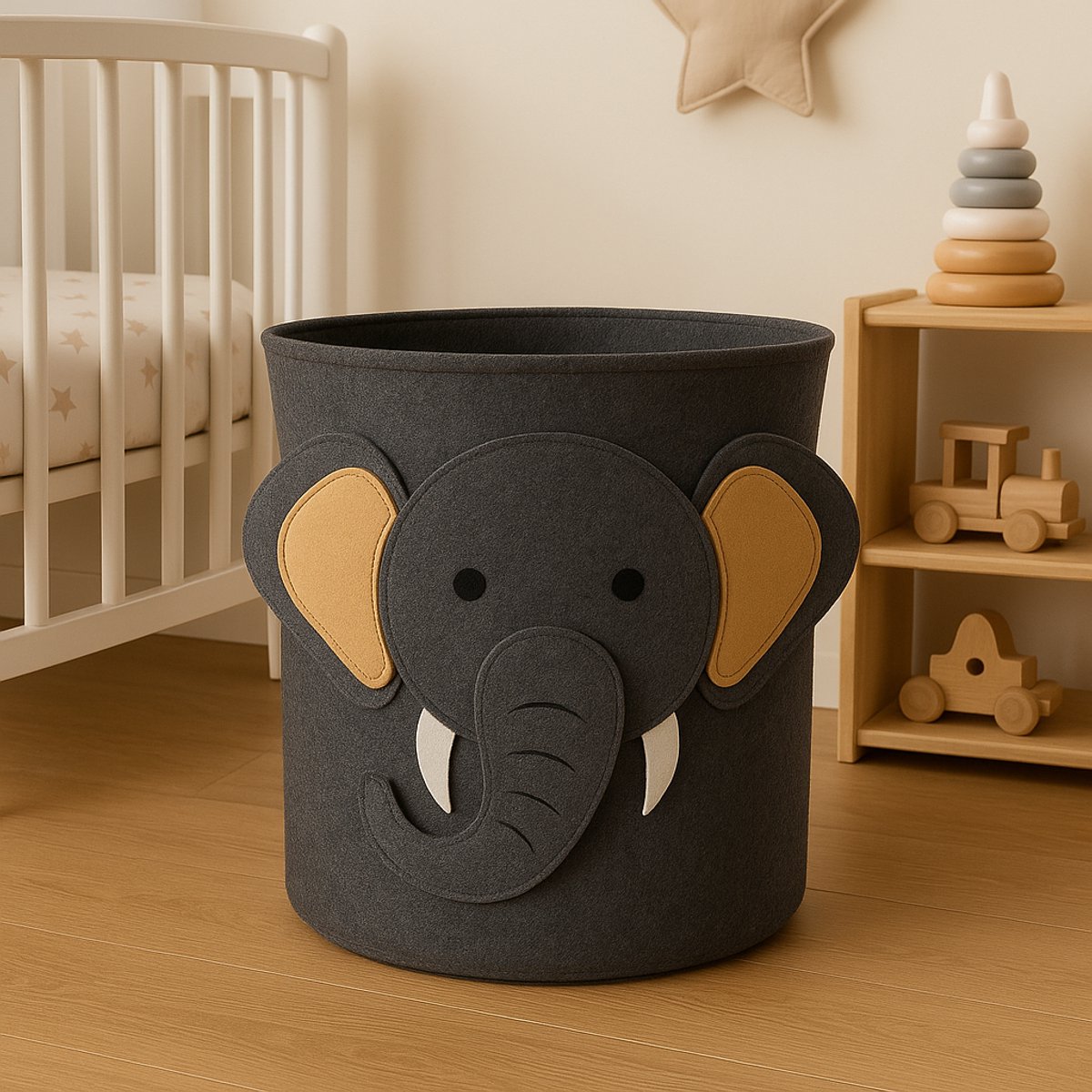 Speelgoedmand kinderen – Opbergmand Kinderkamer Wasmand – Kind Opbergzak speelgoed – Speelgoedkist decoratie - Olifant