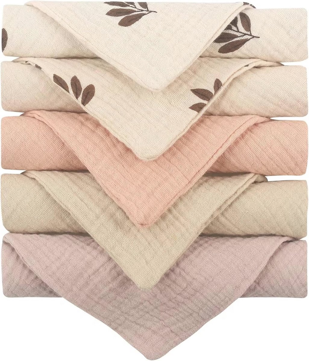 Image of 5-pack luxe baby spuugdoeken - zachte mousseline luiers voor pasgeborenen