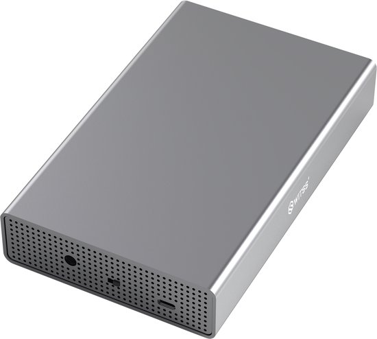 Switss® - 3,5 en 2,5 inch HDD/SSD Behuizing - USB-C SATA III - Aluminium tot 20TB