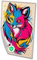 Vos, Pop Art, Roze, Blauw, Geel, Zwart, Wit