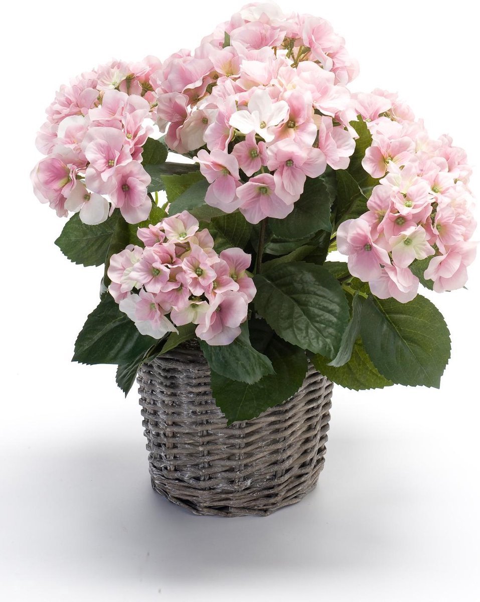 Emerald Kunstplant Hortensia 45cm roze in pot - Kunstplant voor binnen