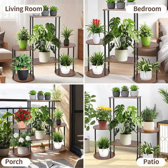 Yaheetech Bloementrap met 4 niveaus, inklapbaar bloemenrek, stabiel, ruimtebesparende bloemenladder, multifunctionele ladderrek voor binnen en buiten, woonkamer, balkon, terras, tuin, bruin