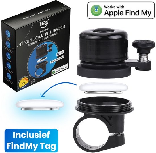 Good2know Fietsbel Tracker met Findmy Tracker – Tag houder – Gps tracker fiets - Fiets Tracker - Fiets gps inclusief FindMy tag – Fiets accessoires – Fietsbel Racefiets – Verborgen als fietsbel