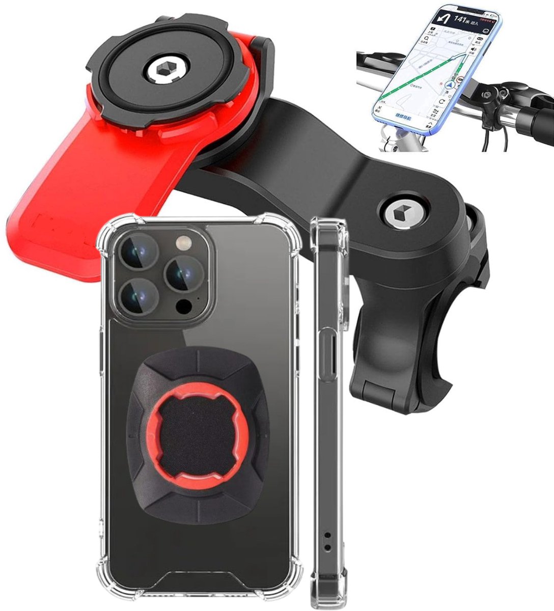 Telefoonhouder Fiets Magnetisch met Backcover hoesje - Geschikt voor: iPhone 13 Pro | Magnetische slotbevestiging | Magneet | GSM Houder Fiets – Fietshouder