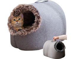 Cats&Co® Luxe Fluffy Dierenmand - 50 x 40 x 35 cm - Bruin L - Stevige Vorm - Kattenmand - Hondenmand - Kat - Mand - Katten reismand - Kattenhuis