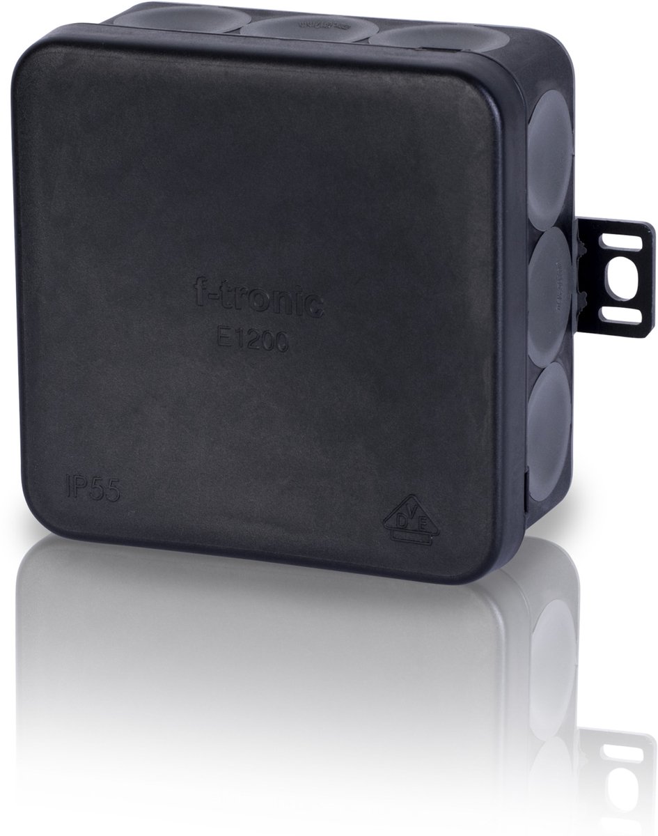 F-TRONIC aftakdoos E1200, 80x80x37 mm, zwart