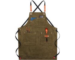 Schort - Groen - Keuken Schort - Dames en Heren - Kookschort - Kappers Schort - Koken - Bediening - Horeca - Bedrijfskleding - Hobby - BBQ - CADEAU TIP!