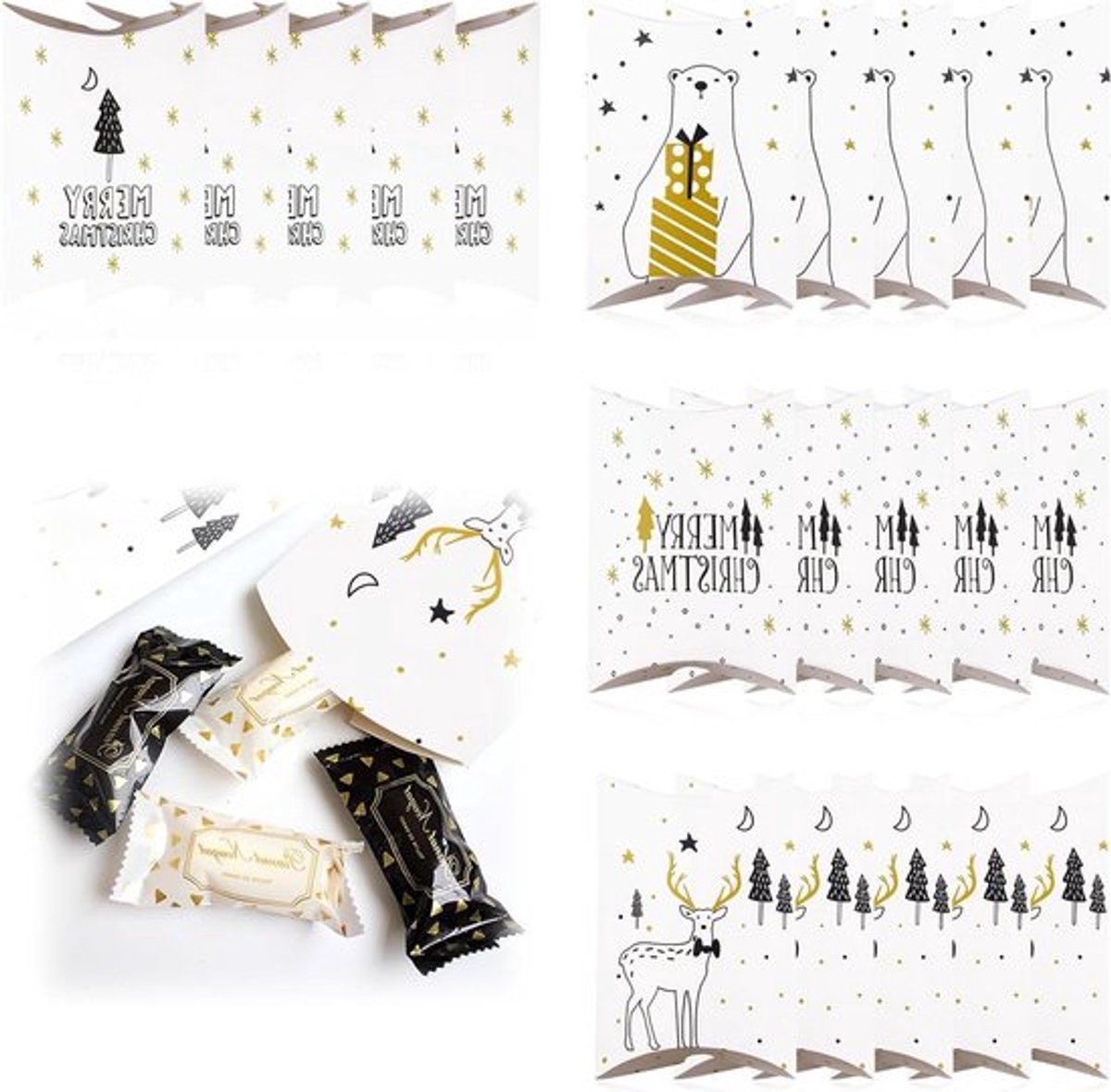 20 stuks kleine kerstgeschenkdozen - Koekjesdozen en bonbondozen voor Kerstcadeau - Kerstdecoratie met stickers