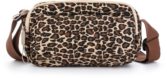 SF - Multi vakjes crossbody reistasje - ideaal voor op vakantie - Leopard
