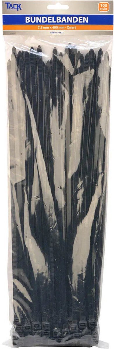 Tiewraps - 7,5 x 400mm - 100 stuks - zwart