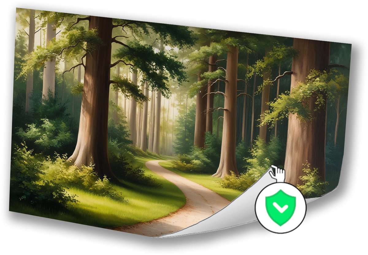 Rustig pad door boslandschap - Bos wanddecoratie - Wanddecoratie bomen - Realisme - Wandde
