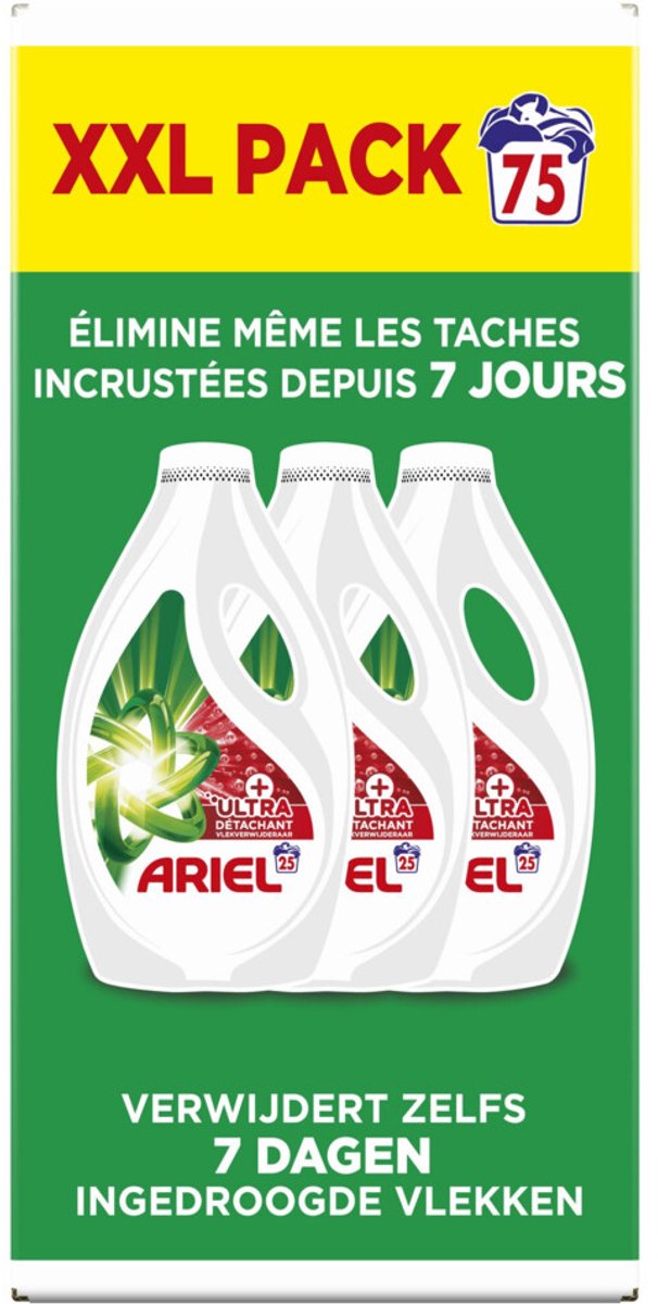 Goedkoopste Ariel Vloeibaar Wasmiddel Ultra Vlekverwijderaar 75 Wasbeurten 3375 ml