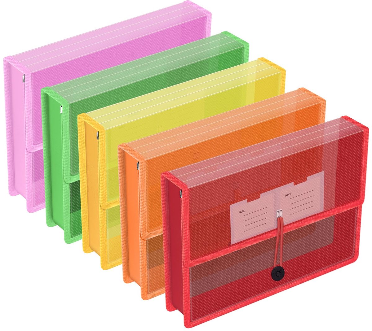 Ibenzoa® Robuuste Kunststof A4 Documentenmap met Envelopes, 5 Stuks – Voor Kantoor, School en Thuis