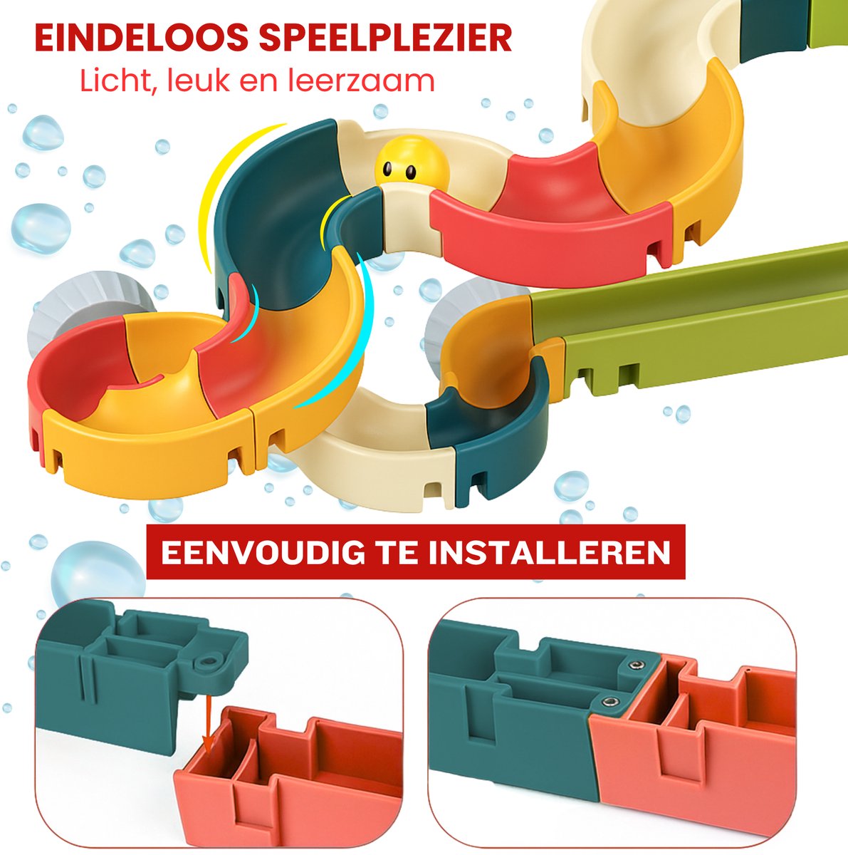 ZoeZo Design - Badspeelgoed - Waterval Glijbaan voor Baby's & Peuters - Water Knikkerbaan Speelset - 48-delig - Bad Montageset met Eendjes - Kinderen - Kinderspel - Waterglijbaan — afbeelding 2