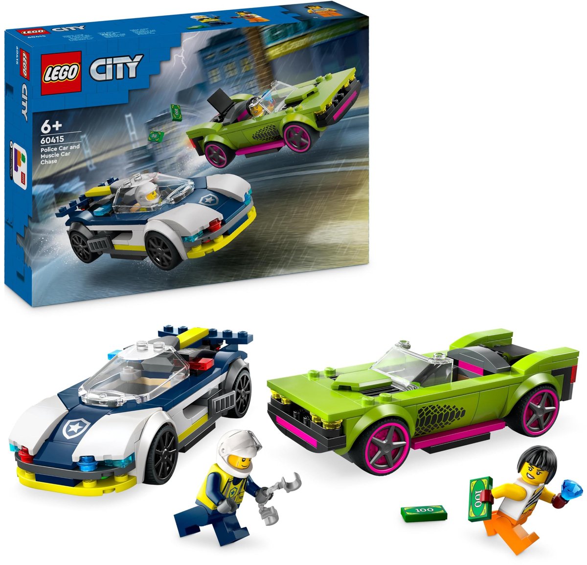 LEGO 60415 City Politiewagen en snelle autoachtervolging Politie Auto Speelgoed Set — afbeelding 15