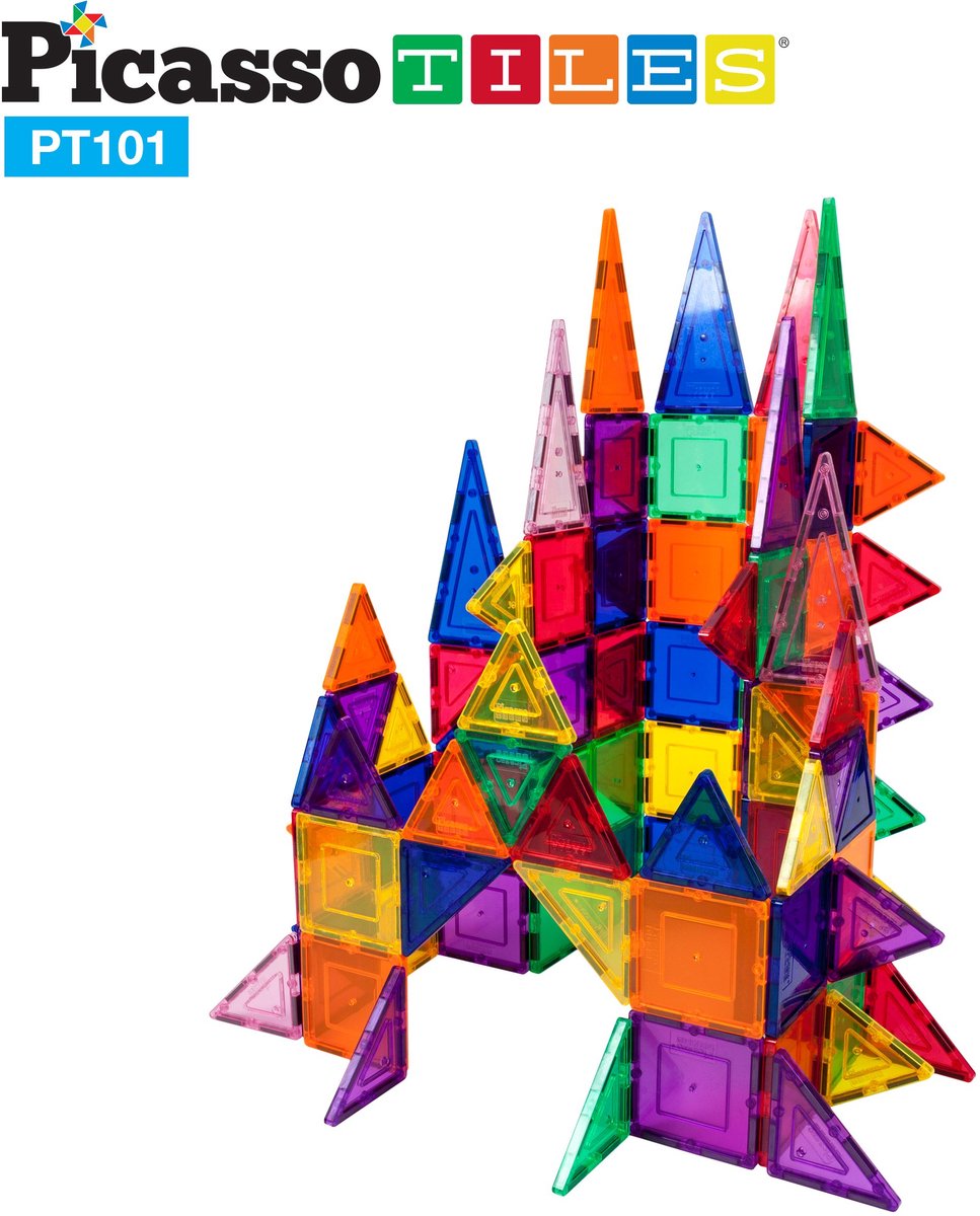Tactic Picasso Tiles - Constructiespeelgoed - Magnetic Tiles - Magnetische Tegels - Play Set - STEM Speelgoed - Creatief Bouwspeelgoed - 101-Delig - Vanaf 3 Jaar — afbeelding 14