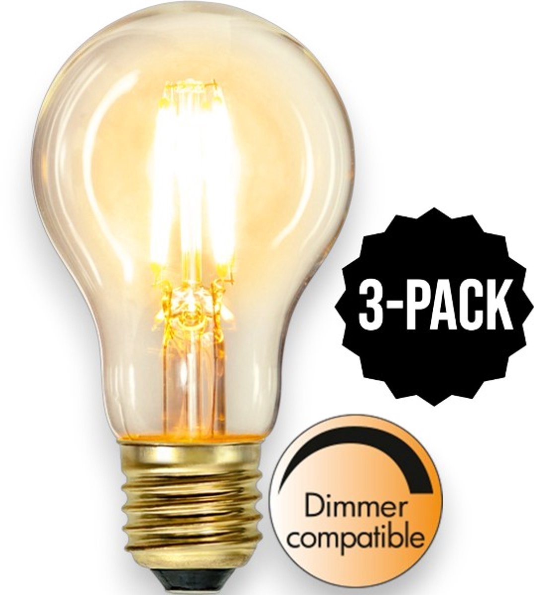 3-Pack | Standaard bol - E27 - 4W - Super Warm Wit