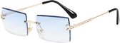 Knaak Zonnebril Unisex - Blauw Getint Glas - Gouden Frame - Gekleurd - Ideaal voor Festival & Zomer