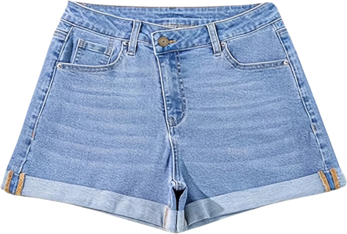 Bovista Korte Broek Dames Spijkerbroek met Zakken Volwassenen Jongens Shorts Lichtblauw