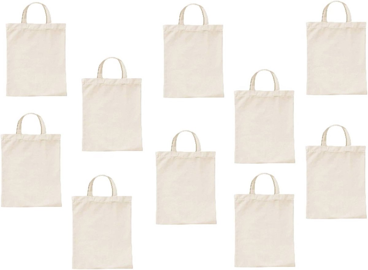 10 stuks katoenen en jute tasjes 22 x 26 cm – onbedrukt voor beschilderen en bedrukken – ideale geschenktas en apothekerstas