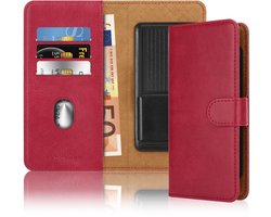 Hoesje geschikt voor Samsung Galaxy C5 PRO in ROOD met kaartslot, 360 graden beschermhoes PU lederen mobiele telefoon etui case cover