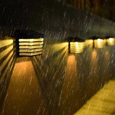 Solar wandlamp buiten 'Stripe' - Set van 4 stuks - Tuinverlichting op zonne-energie geschikt voor schutting - Zwart