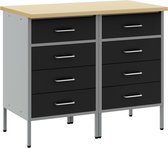 Bol.com vidaXL - Werkbank - Set - van - 2 - Zwart - en - Grijs - Gengineerd - Hout - en - Staal aanbieding