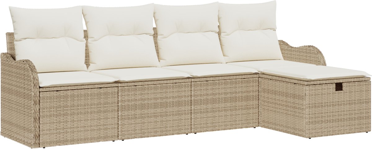 vidaXL Tuinbank - Set - 5 - st - Poly - rattan Beige