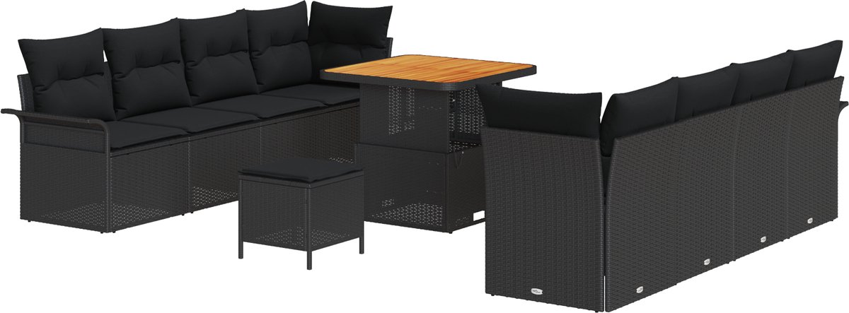 vidaXL - Tuinbank - Set - met - kussen - met - opslag - Zwart - 80 - x - 80 - x - 71 - cm