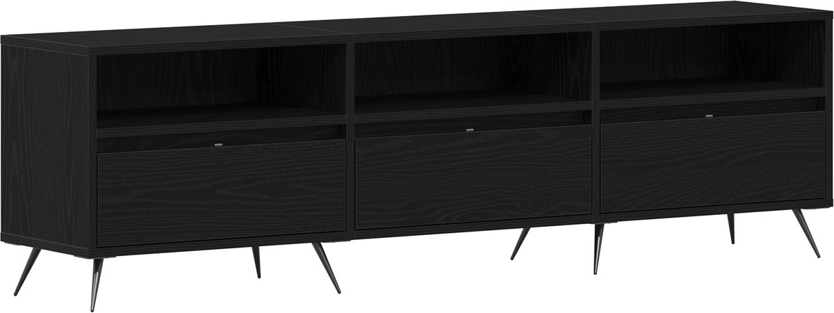 vidaXL - TV - Kast - Zwart - eiken - 150 - x - 30 - x - 44,5 - cm - Bewerkt - hout