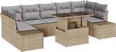 vidaXL - 8-delige - tuinsofa - set - met - kussens - - - beige - poly - rattan