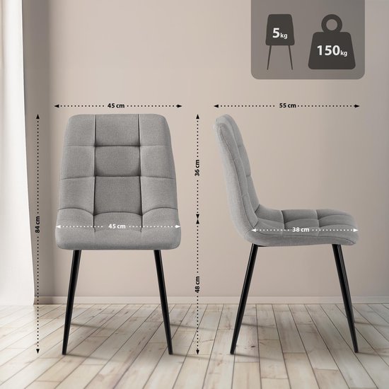 Set van 2 eetkamerstoelen Tilde groen/Ribstof