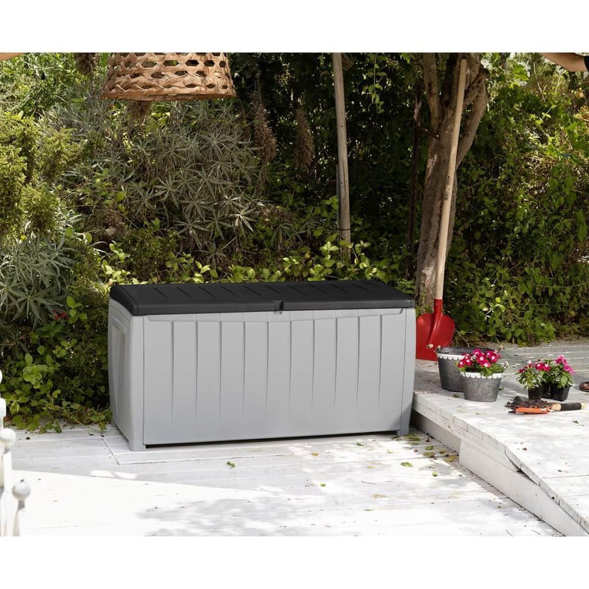 Keter Novel Coffre de rangement - 340L - 124x55x62.5cm - Gris
