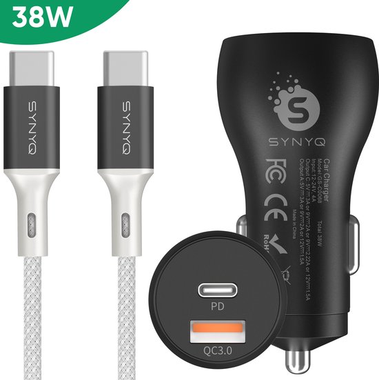Anker USB-C-autolader, compacte 67W-snellader met drie poorten, 535