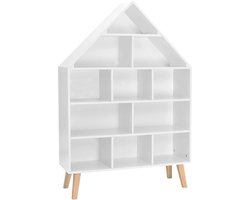 warraich-Productontwikkelaar van kinderboekenkasten in huisvorm met vijf etages en speels wit ontwerp