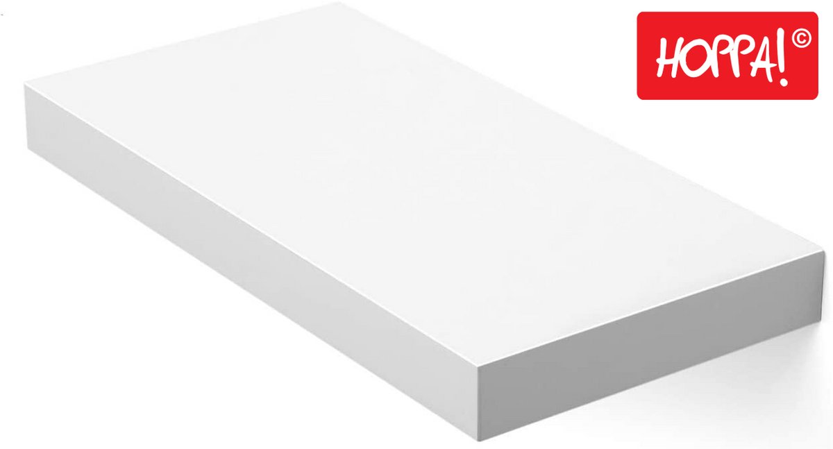 Hoppa! - Zwevende Wandplank - Wit - MDF - 40 x 20 x 4 cm (L x D x H)