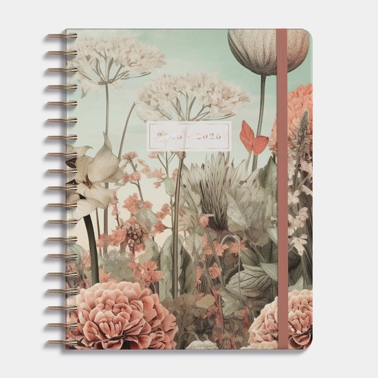 Hobbit - 18 Maanden Agenda 2025-2026 - 1 week op 2 pagina's - Harde Kaft - Ringband Agenda - ±A4 (20,5 x 26,5 cm) - Veldbloemen