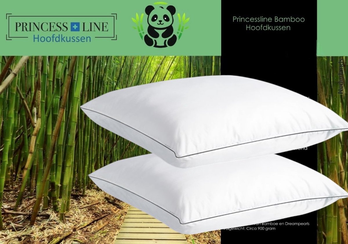 Princess Line Hoofdkussen - Set van 2 - Percale Katoenen Hoes - 60x70 cm - Bamboe & 3D Vezelballetjes | Extra Comfort & Ventilatie