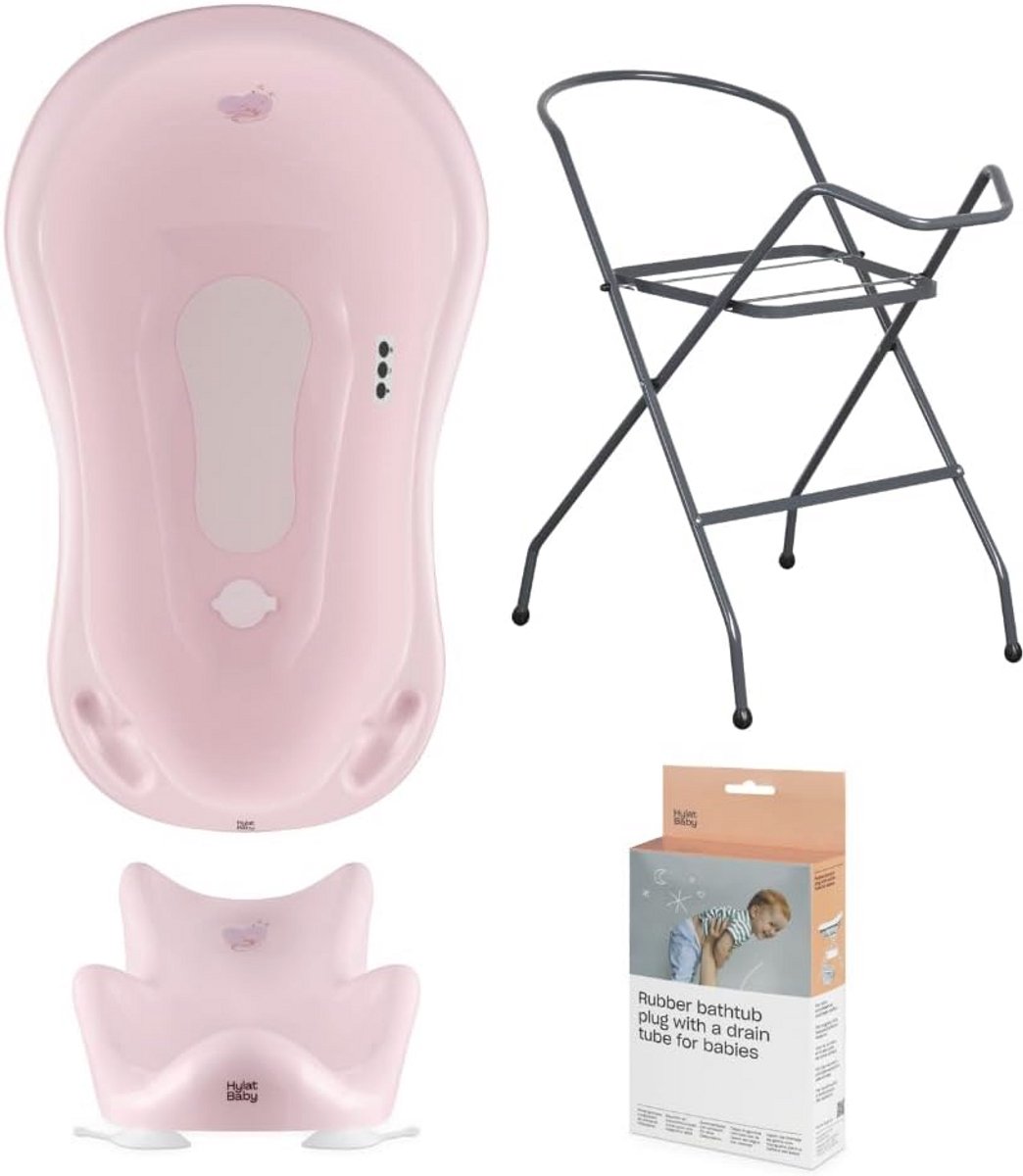 Comfortabel Babybadje met Standaard en Afvoerslang - Voor Pasgeborenen en Baby's - Roze - Stabiel en Veilig