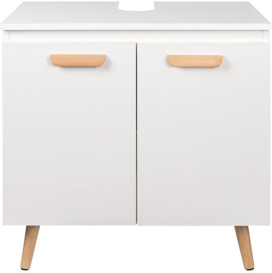 Wastafelonderkast - Meubel - Onder de Wastafel - 60x40x60,5 cm - Praktische Opbergruimte - Modern MDF-design - Vrijstaand Toiletmeubel - Onderkast - Badkamer - op Poten - Wit