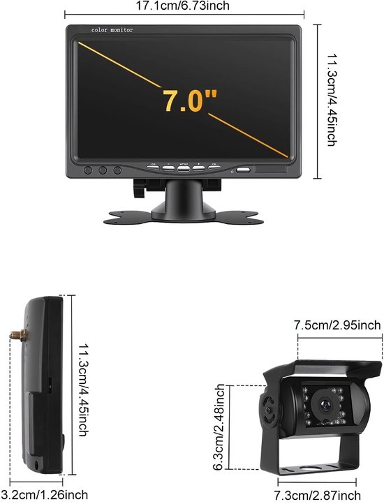 Sans Fil Caméra De Recul 4 Caméra Kit Avec 7 Pouces Moniteur, Sans Fil Caméra De
