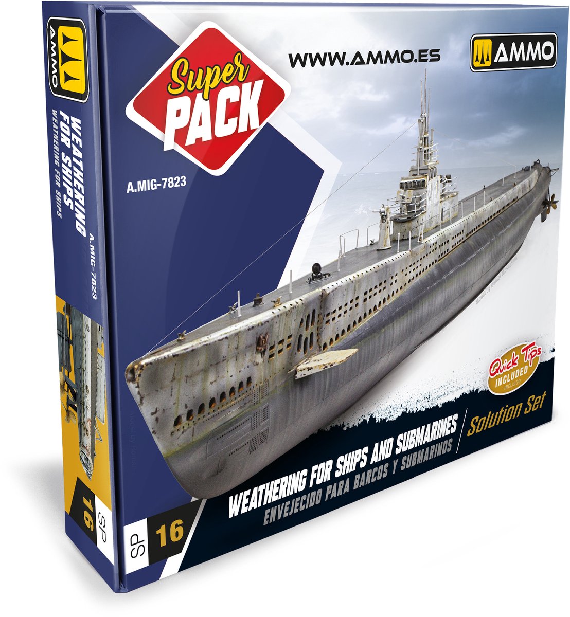 AMMO by Mig Jimenez Modelbouwdecoratie - MIG 7823 Super Pack - Verwering voor Schepen en Ondezeeërs - Solution Set Effecten set