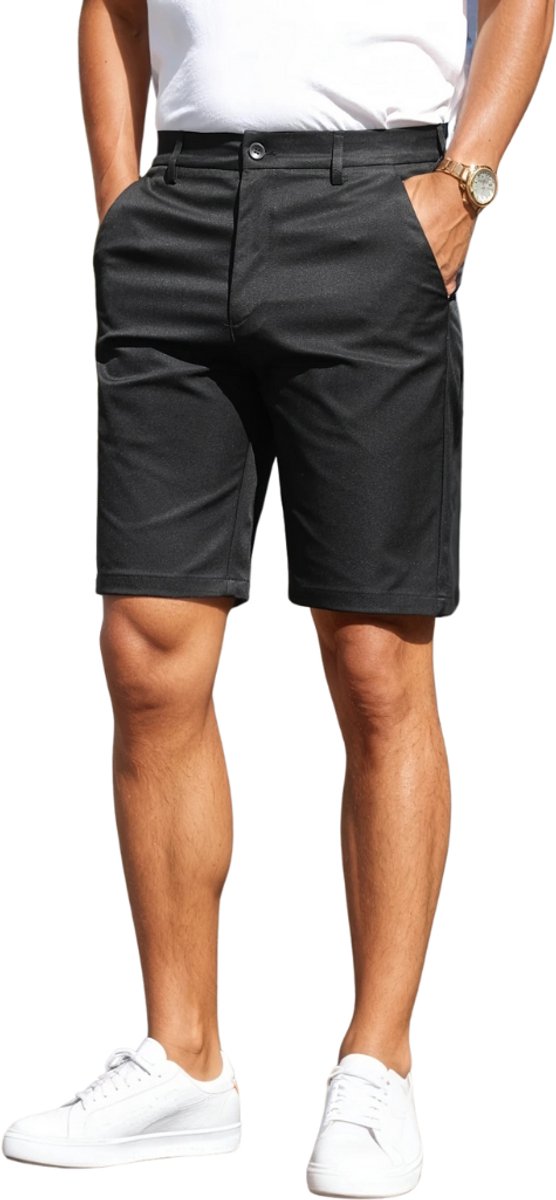 Nivard Korte Broek Heren Golfbroek Spijkerbroek met Zakken Volwassenen Jongens Shorts Zwart