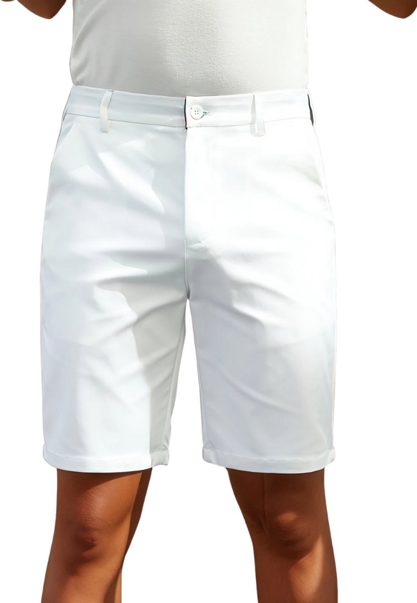 Nivard Korte Broek Heren Golfbroek Spijkerbroek met Zakken Volwassenen Jongens Shorts Wit