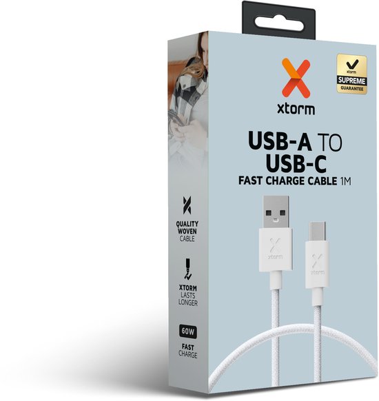 Câble USB-A vers USB-C Xtorm Go2 - 1 mètre - Wit