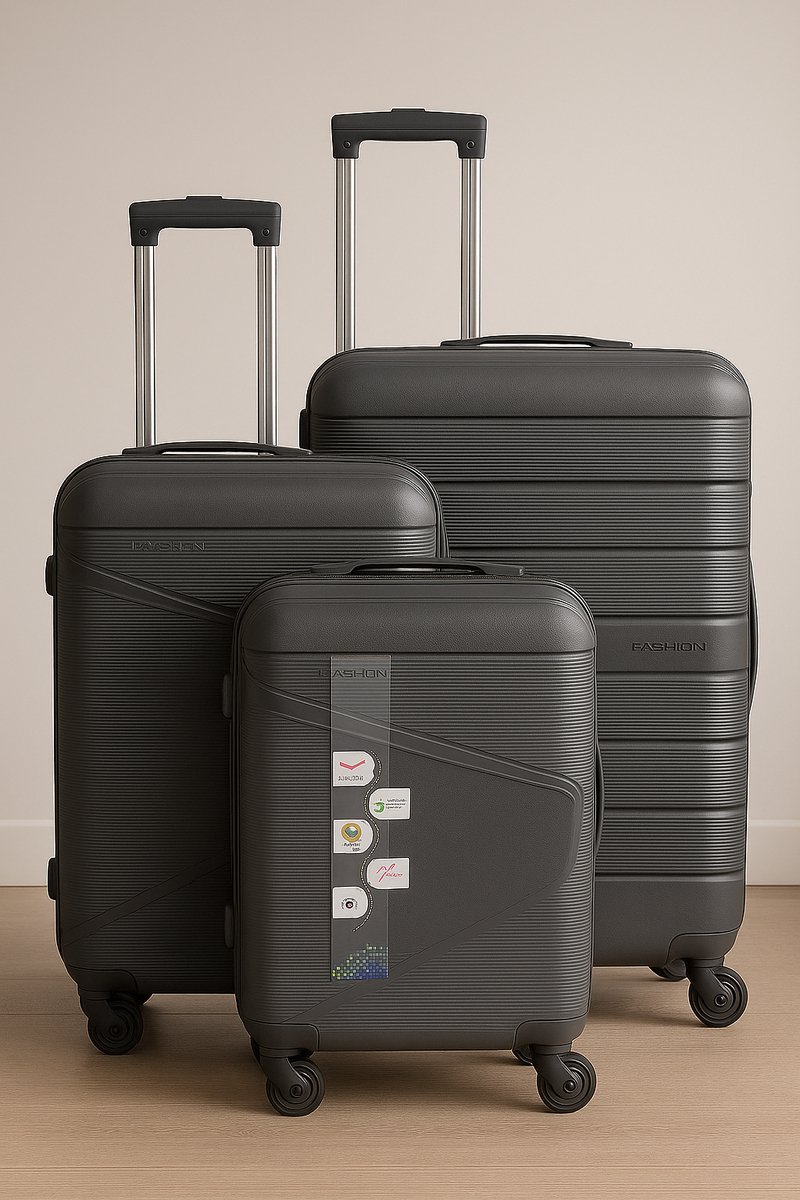 Nordeliv Kofferset 3-Delig – Grijs – Lichtgewicht & Sterk – 35L + 69L + 90L