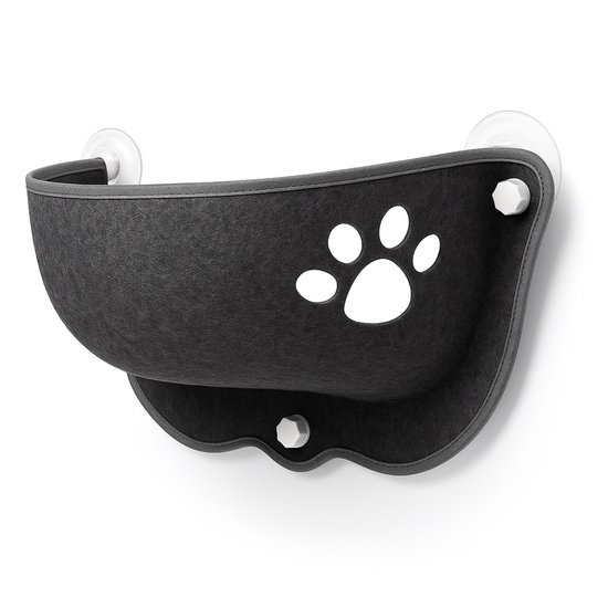 Kattenhangmat - Voor aan het raam - Kom vorm - Kattenmand - Raam - Hangmat kat - Dieren - Kattenbed - Kattenmand - Slaapplek - Ligplaats - Grijs