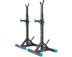 THUNDER® | Haltersteun | PRESA | Verstelbaar en Massief | Belastbaar tot 200 kg | Met Veiligheidssteunen | Voor Squats & Bankdrukken | Antislip Voeten | Compact Ontwerp | Eenvoudige Montage | Stabiele Constructie | Voor Thuisgym | Hoogte Verstelbaar
