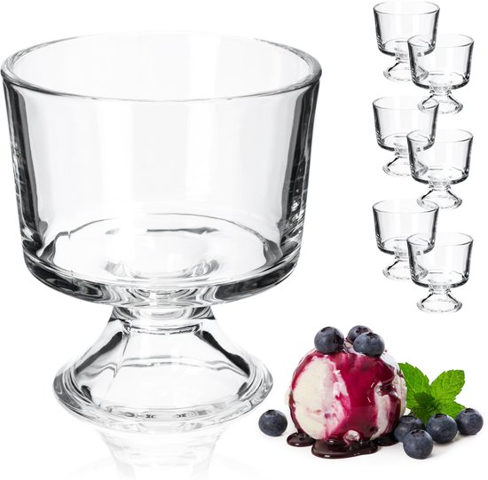 Coupe à glace KADAX 280 millilitres bol à dessert en verre de haute qualité verres à glace 10 6 x 9 4 cm bols à gelée de fruits lavables au lave-vaisselle coupes à dessert pour crème glacée (280 ml ensemble de 6 pièces)